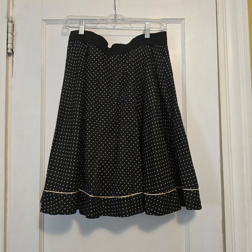 Anthropologie Tiny brand black and white polka-dot a-line skirt, size S